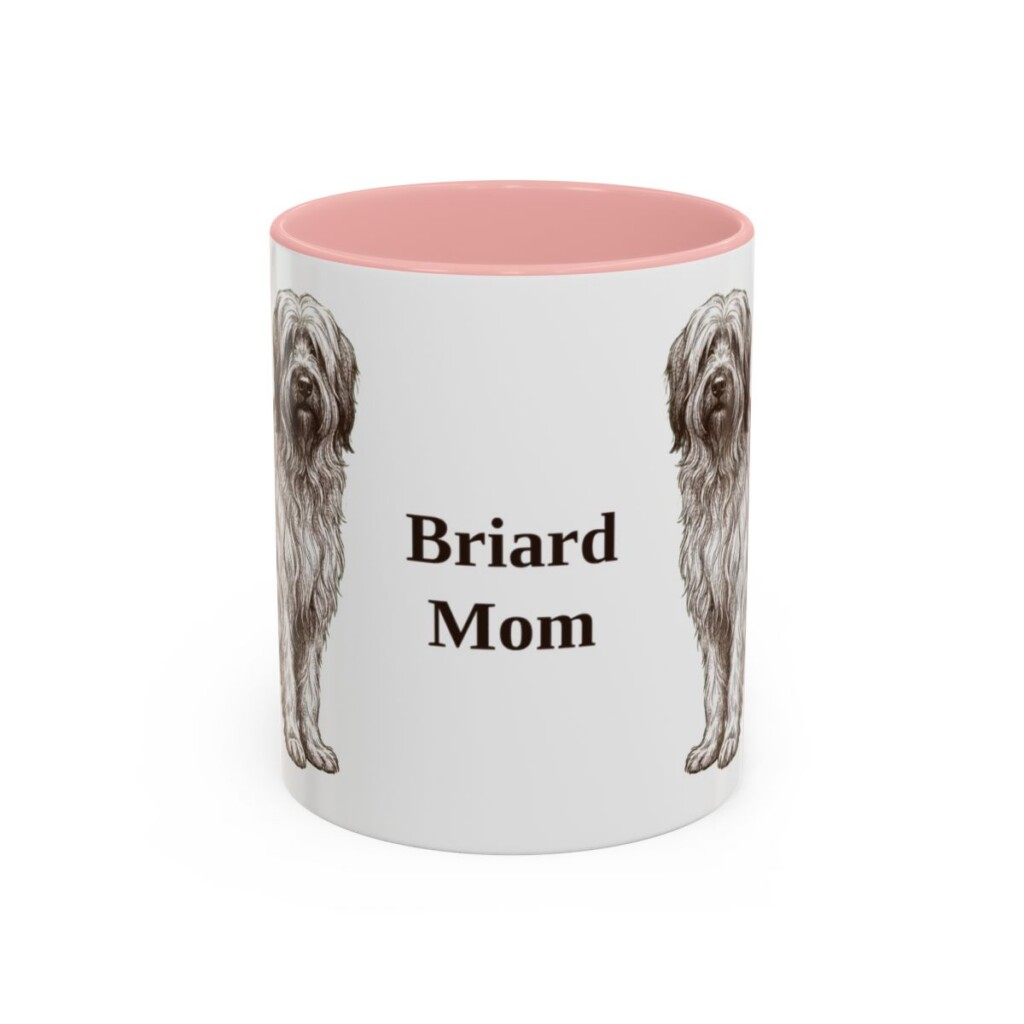 11oz Briard Dog Mom Mug, Pink, front view