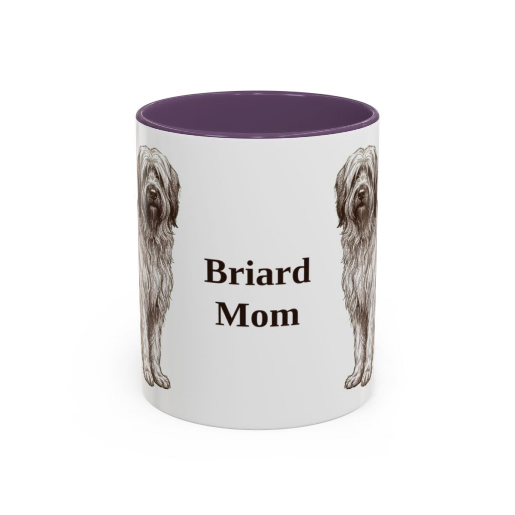 11oz Briard Dog Mom Mug, Purple, front view