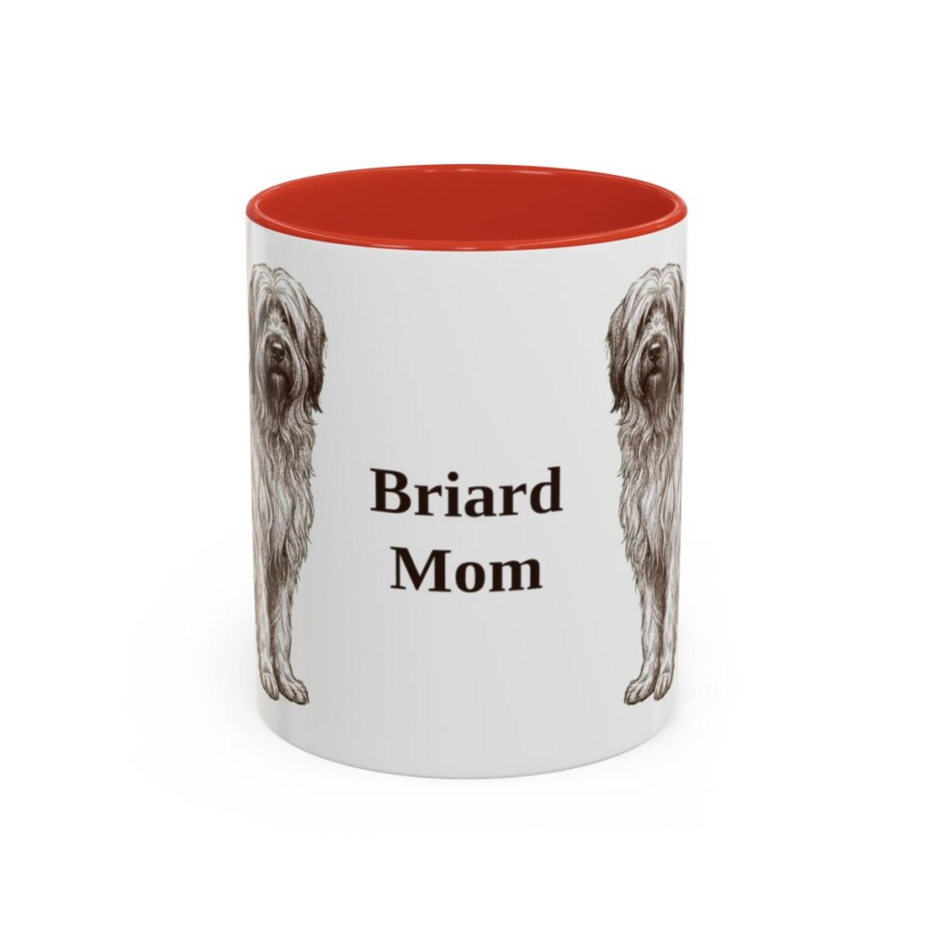 11oz Briard Dog Mom Mug, Red, front view