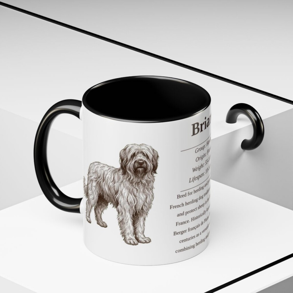 11oz Briard Mug, Black, lifestyle photo