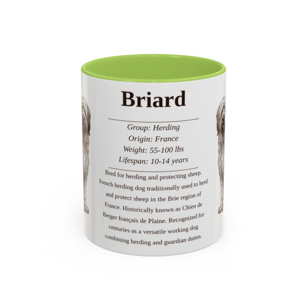 11oz Briard Mug, Light Green, front view