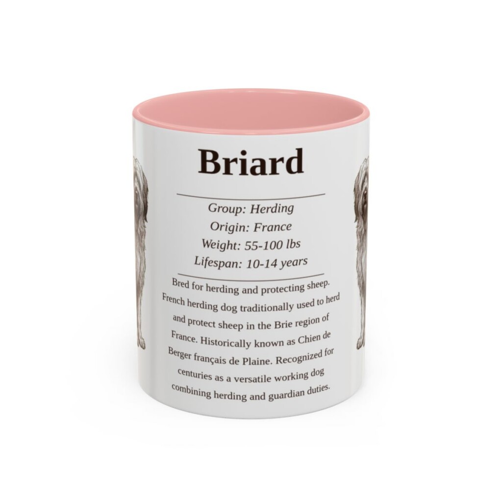 11oz Briard Mug, Pink, front view