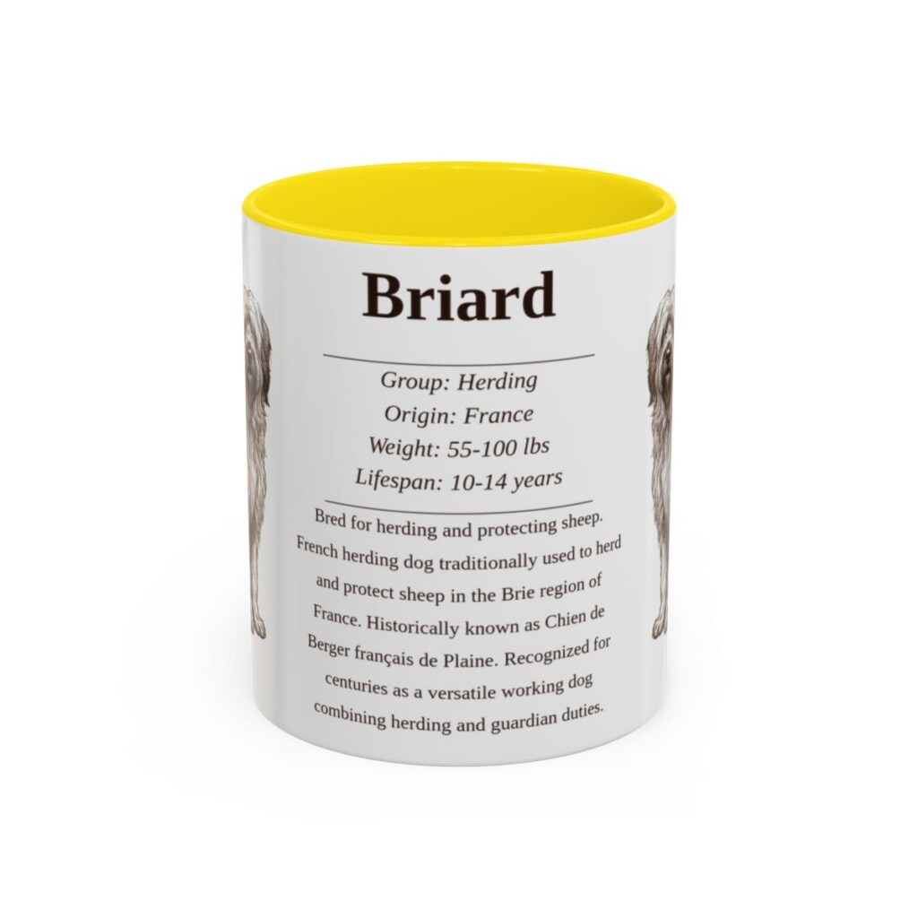 11oz Briard Mug, Yellow, front view