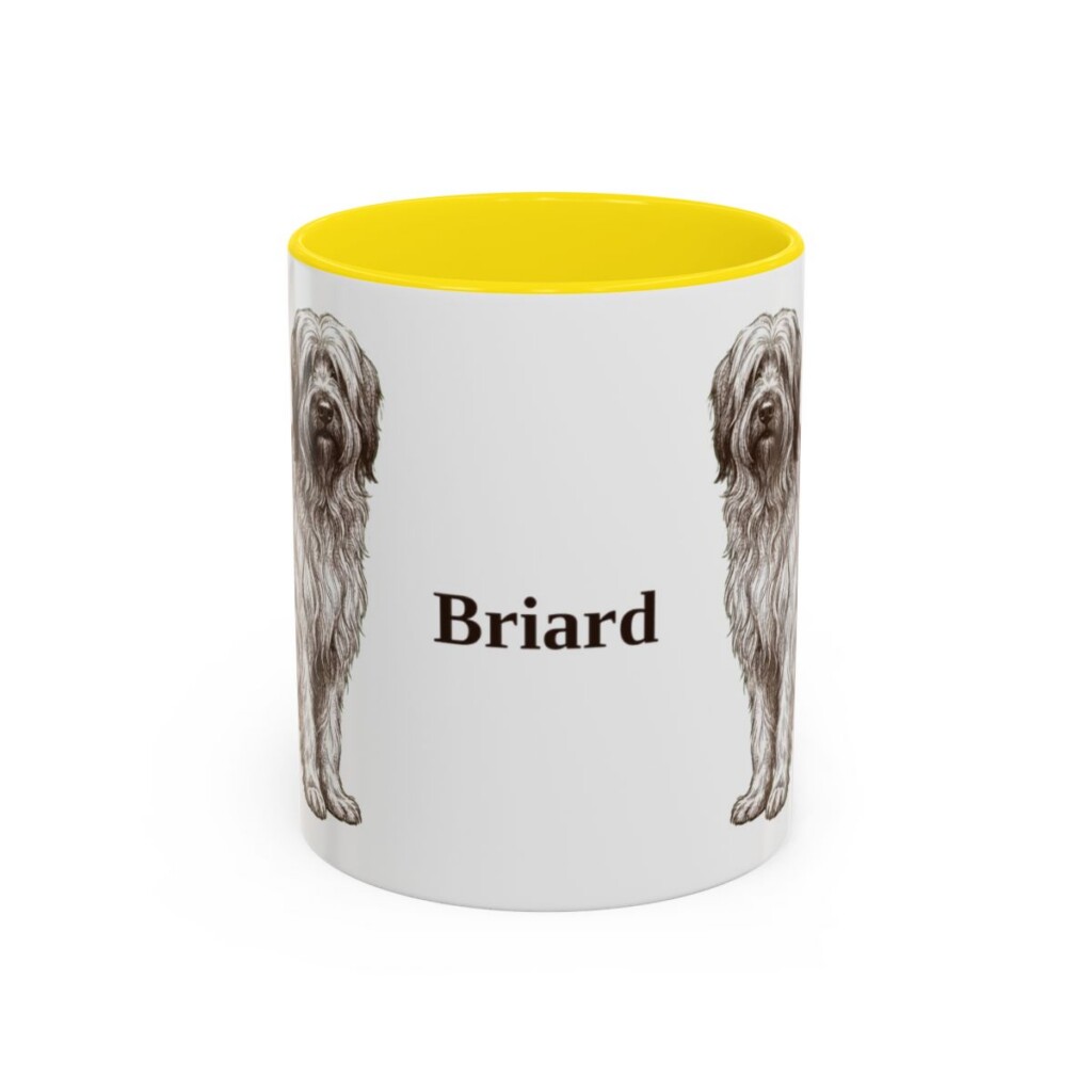 11oz Briard Mug, Yellow, front view
