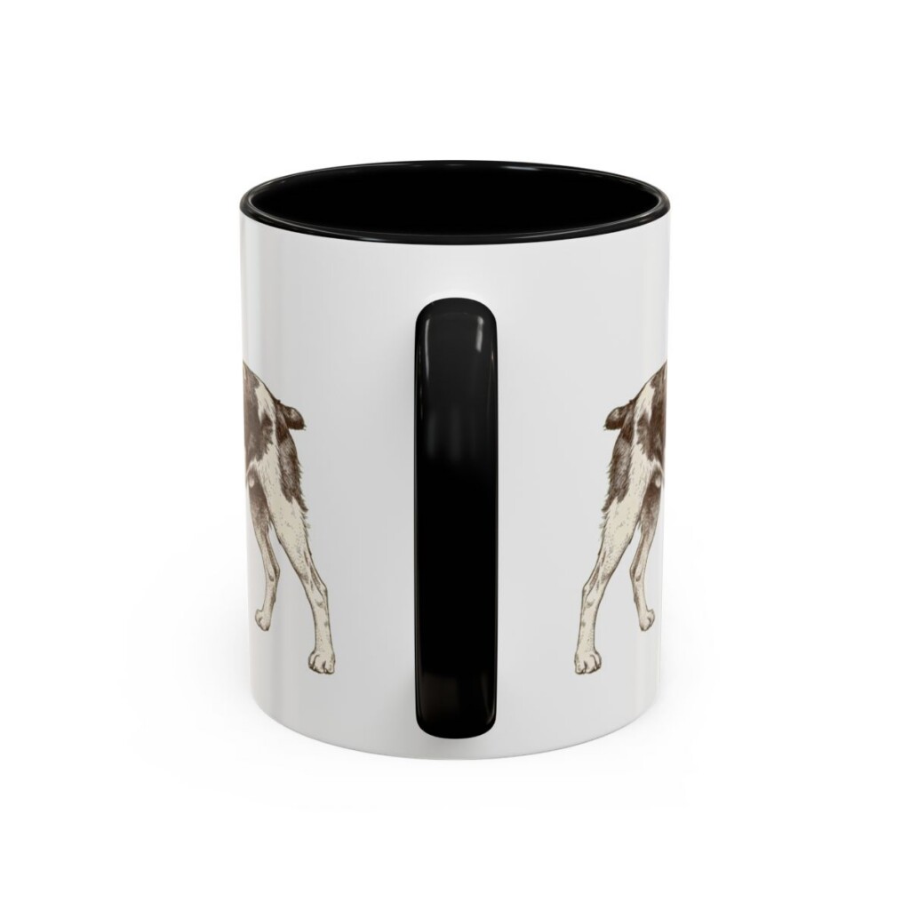 11oz Brittany Dog Dad Mug, Black, back view