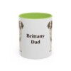 11oz Brittany Dog Dad Mug, Light Green, front view