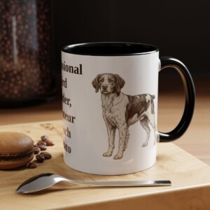 11oz Funny Brittany Mug, Black, lifestyle photo