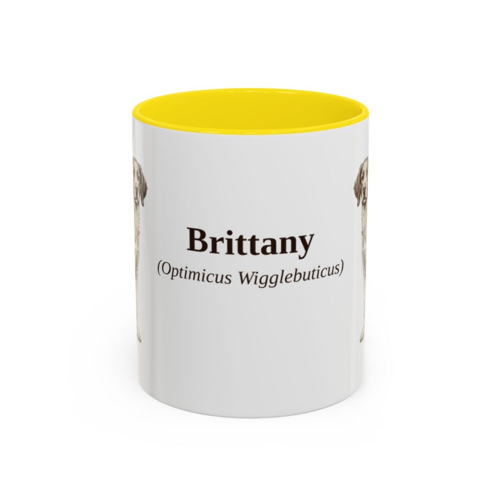 11oz Brittany Latin Mug, Yellow, front view