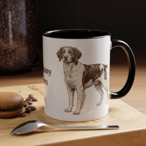 11oz Brittany Dog Mom Mug, Black, lifestyle photo