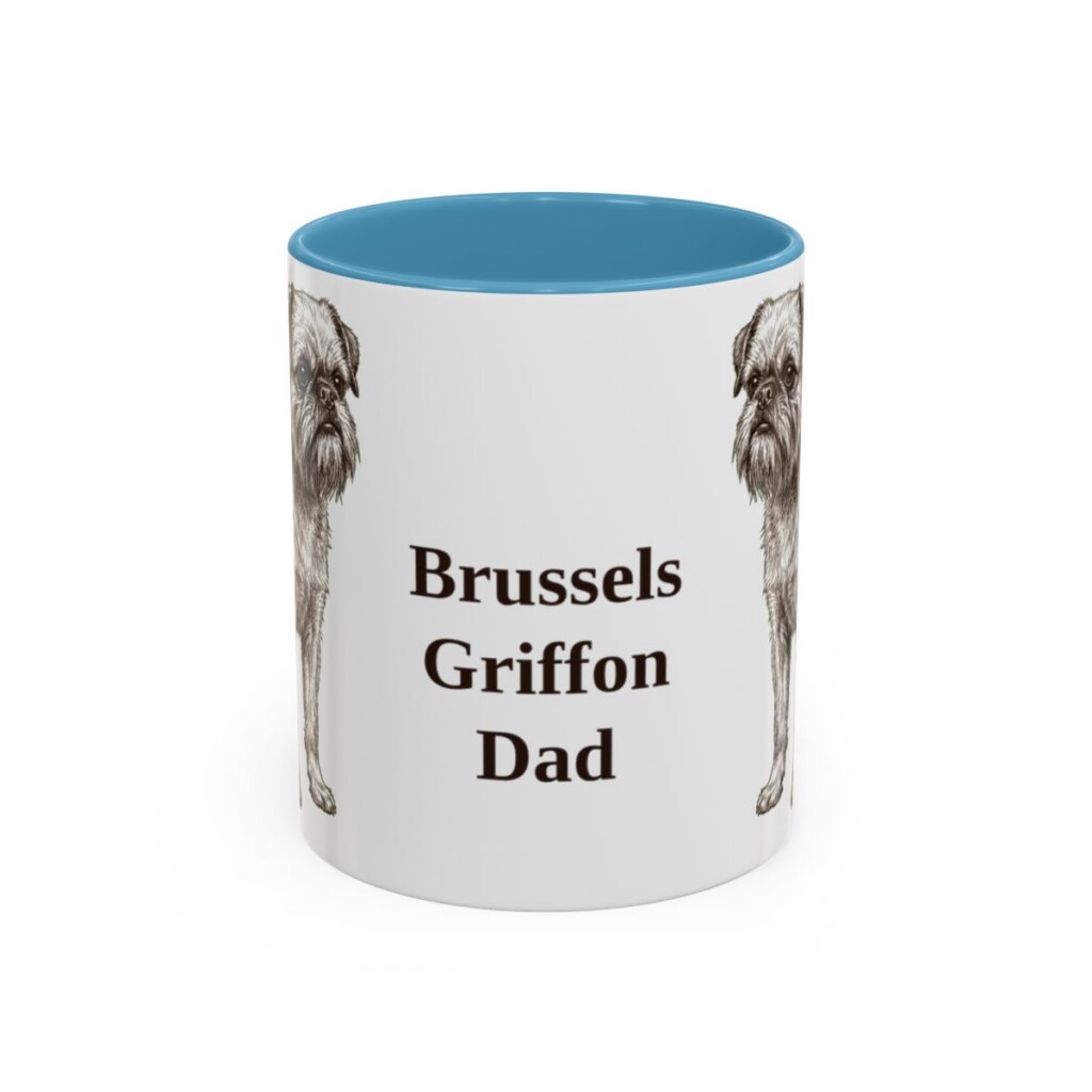 11oz Brussels Griffon Dog Dad Mug, Light Blue, front view
