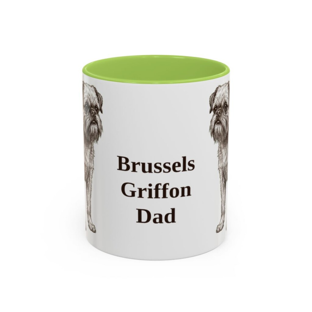 11oz Brussels Griffon Dog Dad Mug, Light Green, front view