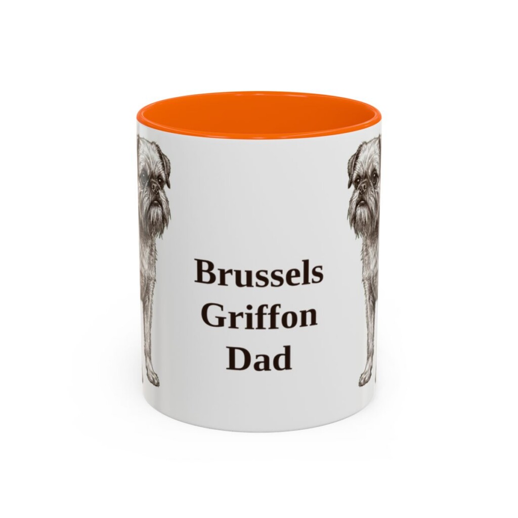 11oz Brussels Griffon Dog Dad Mug, Orange, front view