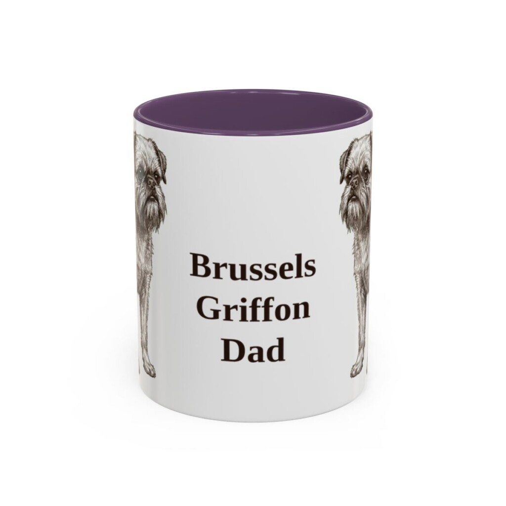 11oz Brussels Griffon Dog Dad Mug, Purple, front view