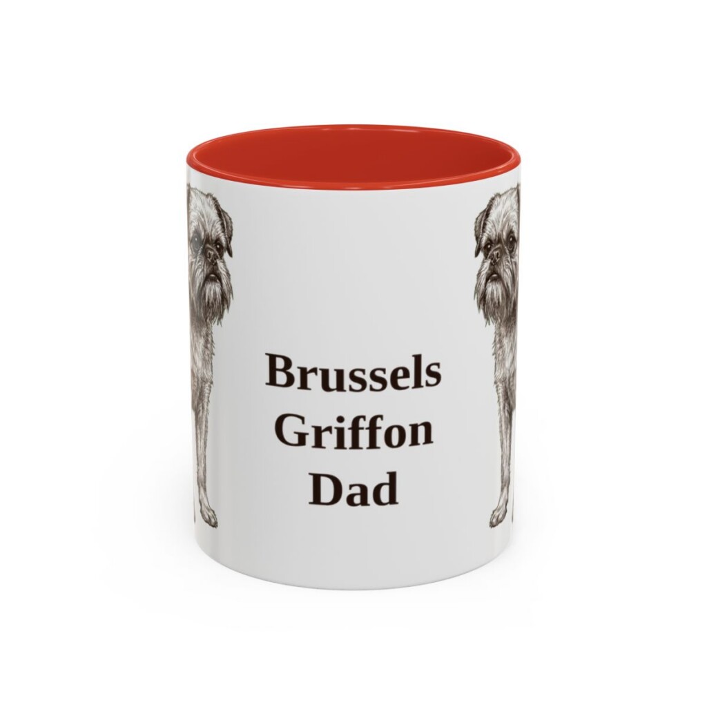 11oz Brussels Griffon Dog Dad Mug, Red, front view