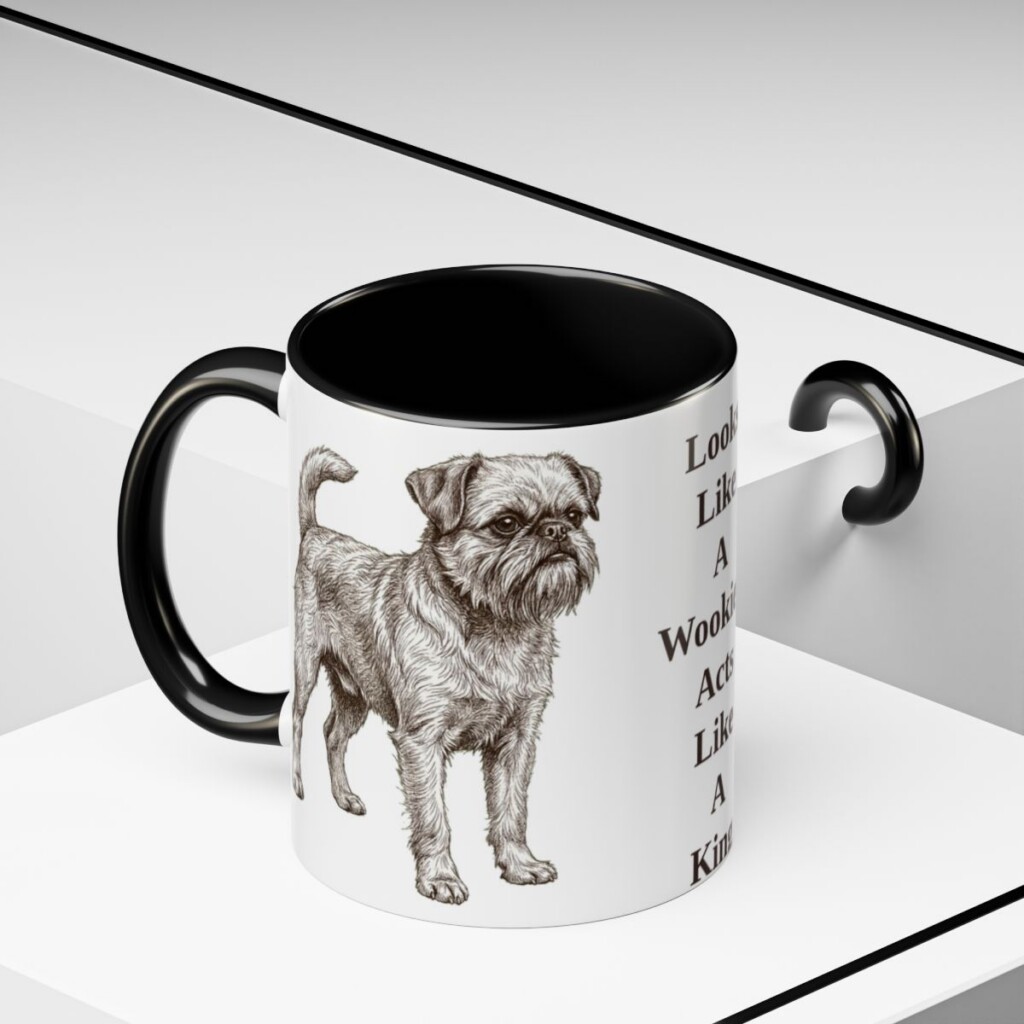 11oz Funny Brussels Griffon Mug, Black, lifestyle photo