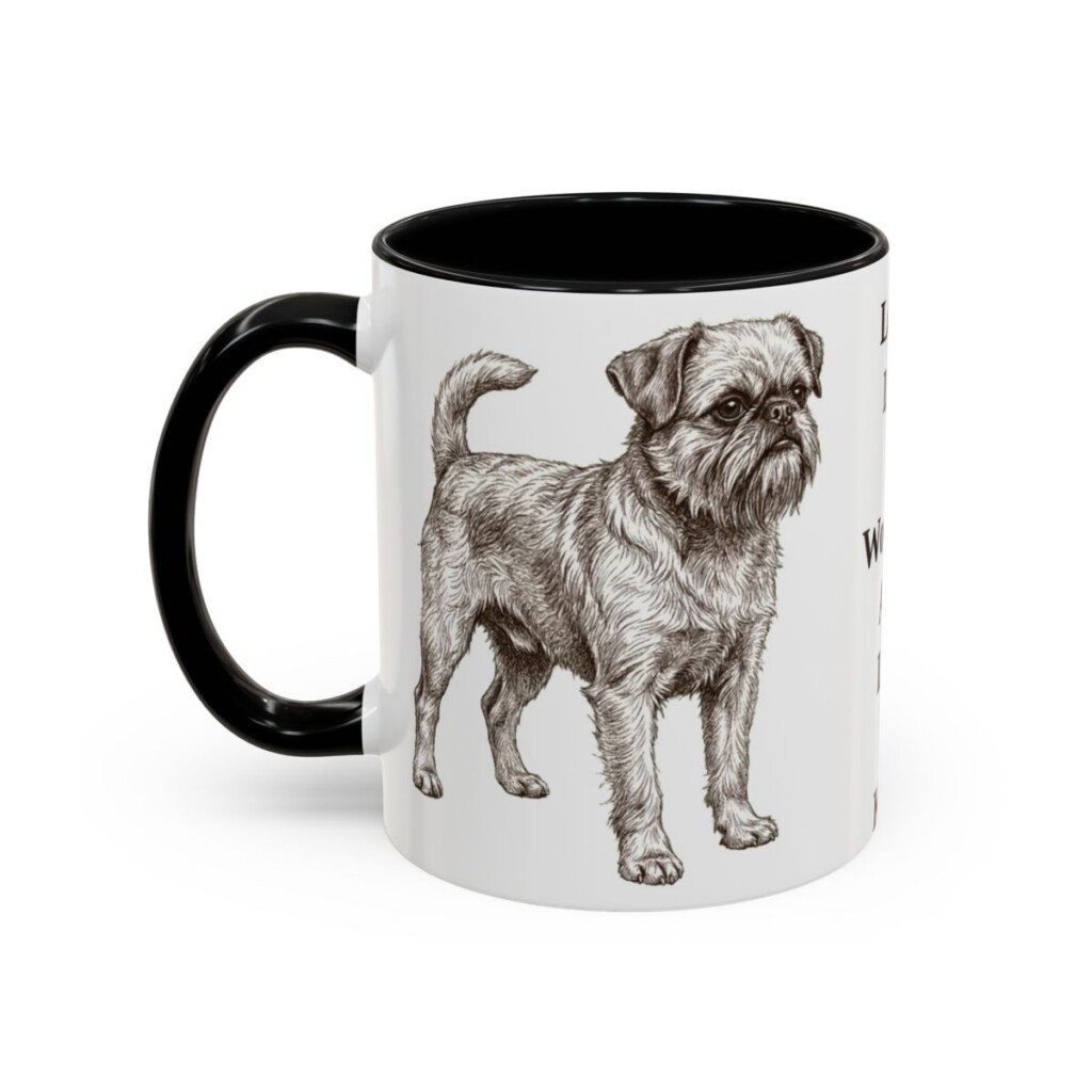 11oz Funny Brussels Griffon Mug, Black, left side view