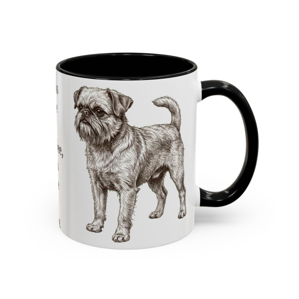 11oz Funny Brussels Griffon Mug, Black, right side view