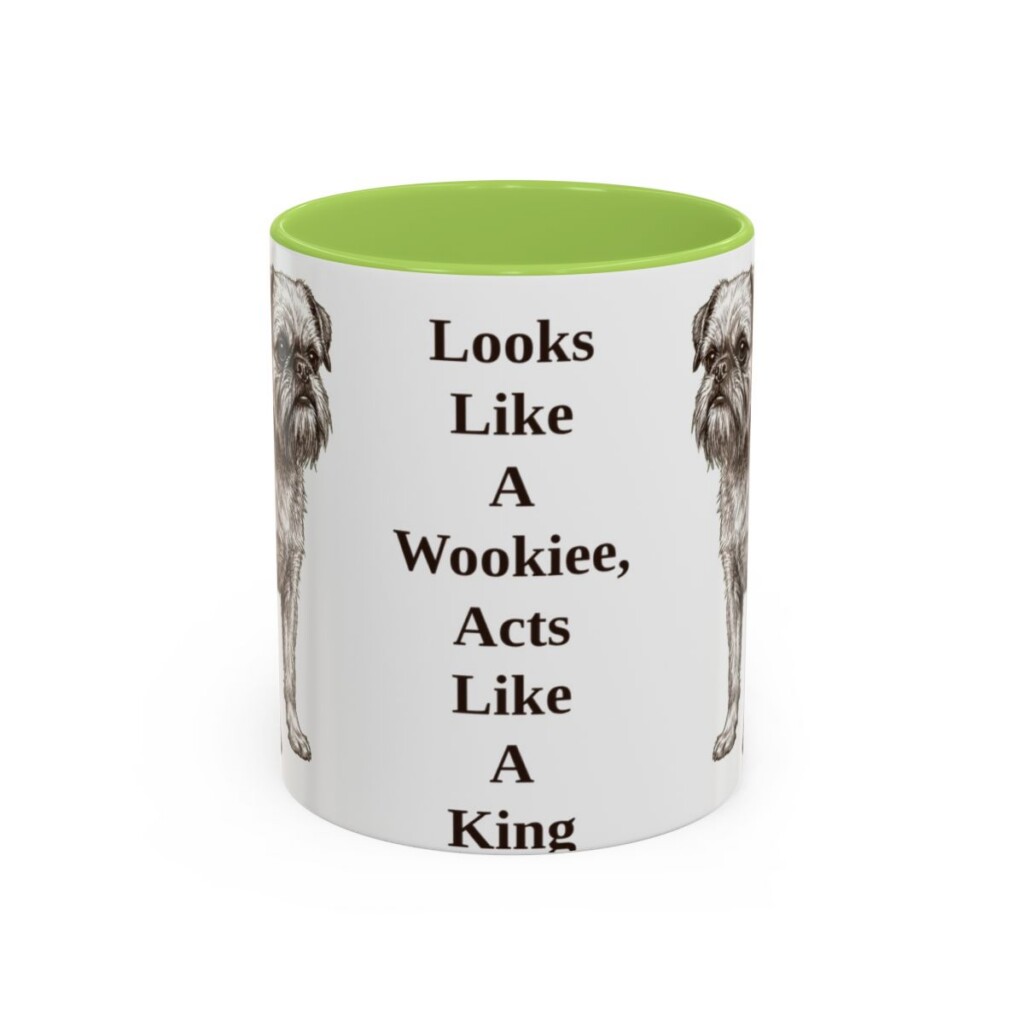 11oz Funny Brussels Griffon Mug, Light Green, front view