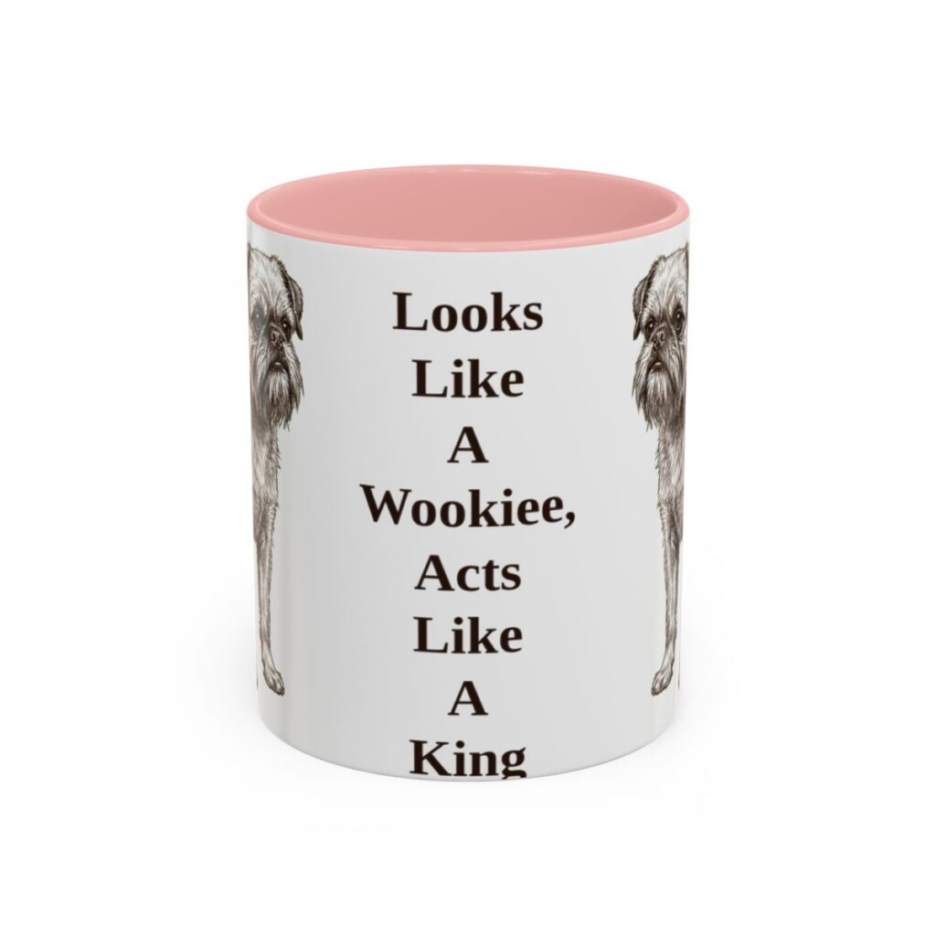 11oz Funny Brussels Griffon Mug, Pink, front view