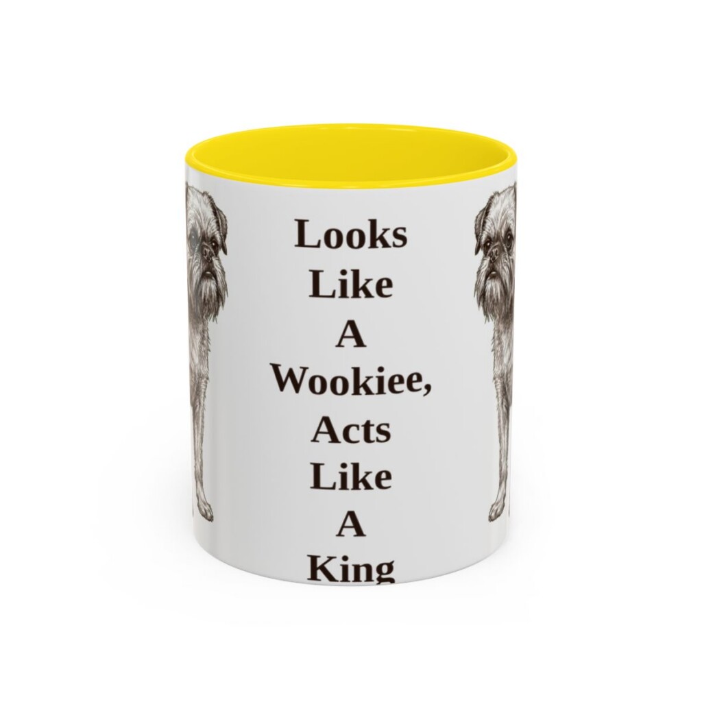 11oz Funny Brussels Griffon Mug, Yellow, front view