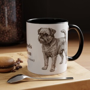 11oz Brussels Griffon Latin Mug, Black, lifestyle photo