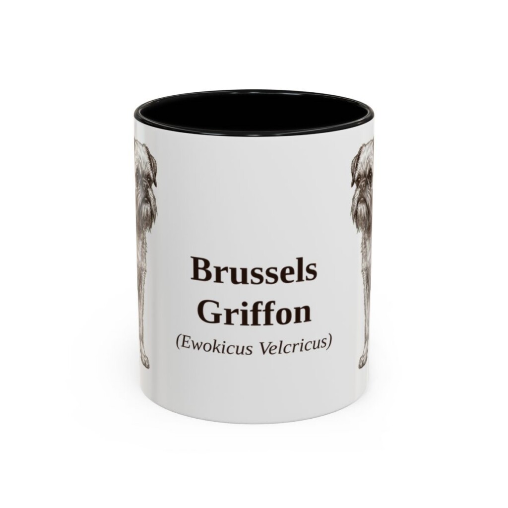 11oz Brussels Griffon Latin Mug, Black, front view