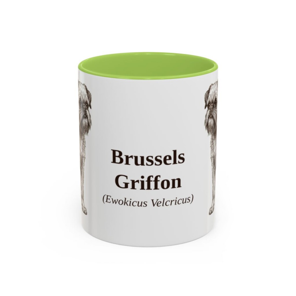11oz Brussels Griffon Latin Mug, Light Green, front view