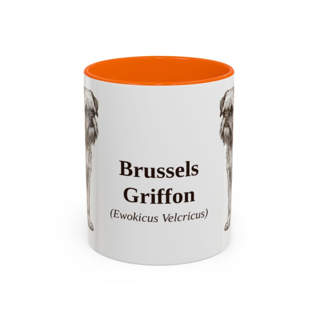 11oz Brussels Griffon Latin Mug, Orange, front view