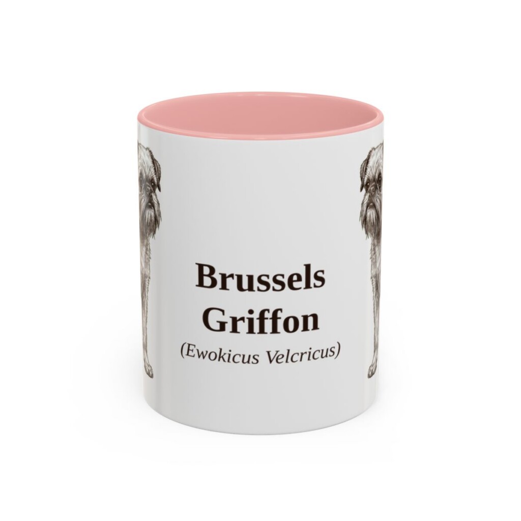 11oz Brussels Griffon Latin Mug, Pink, front view