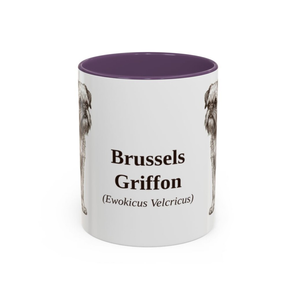 11oz Brussels Griffon Latin Mug, Purple, front view