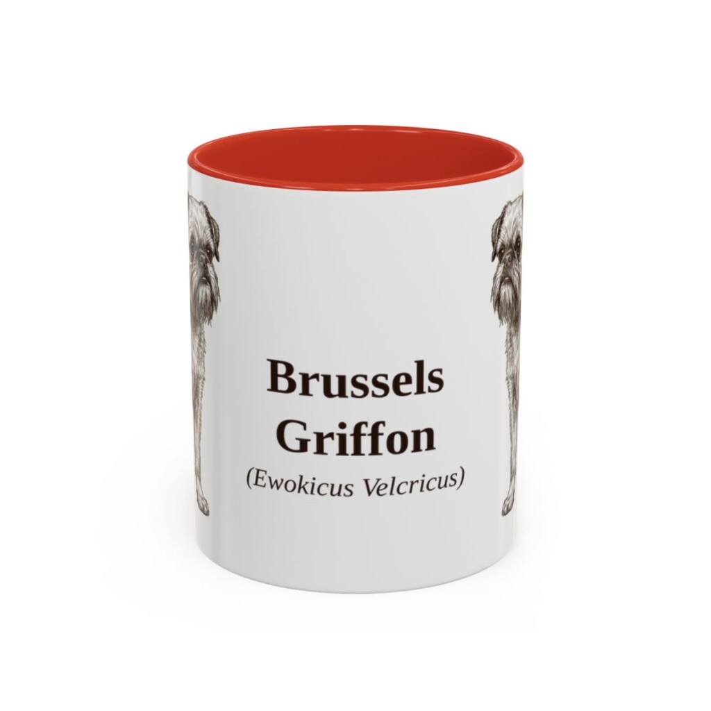11oz Brussels Griffon Latin Mug, Red, front view