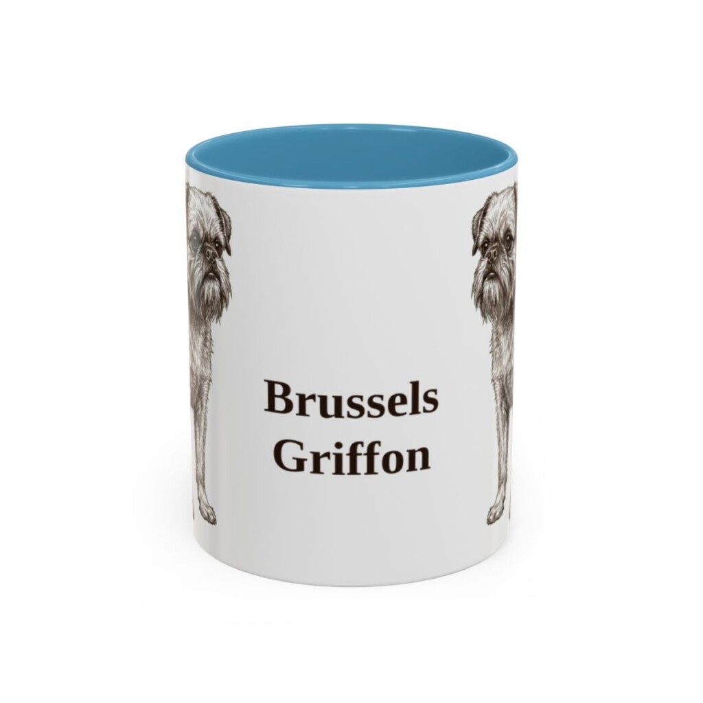 11oz Brussels Griffon Mug, Light Blue, front view