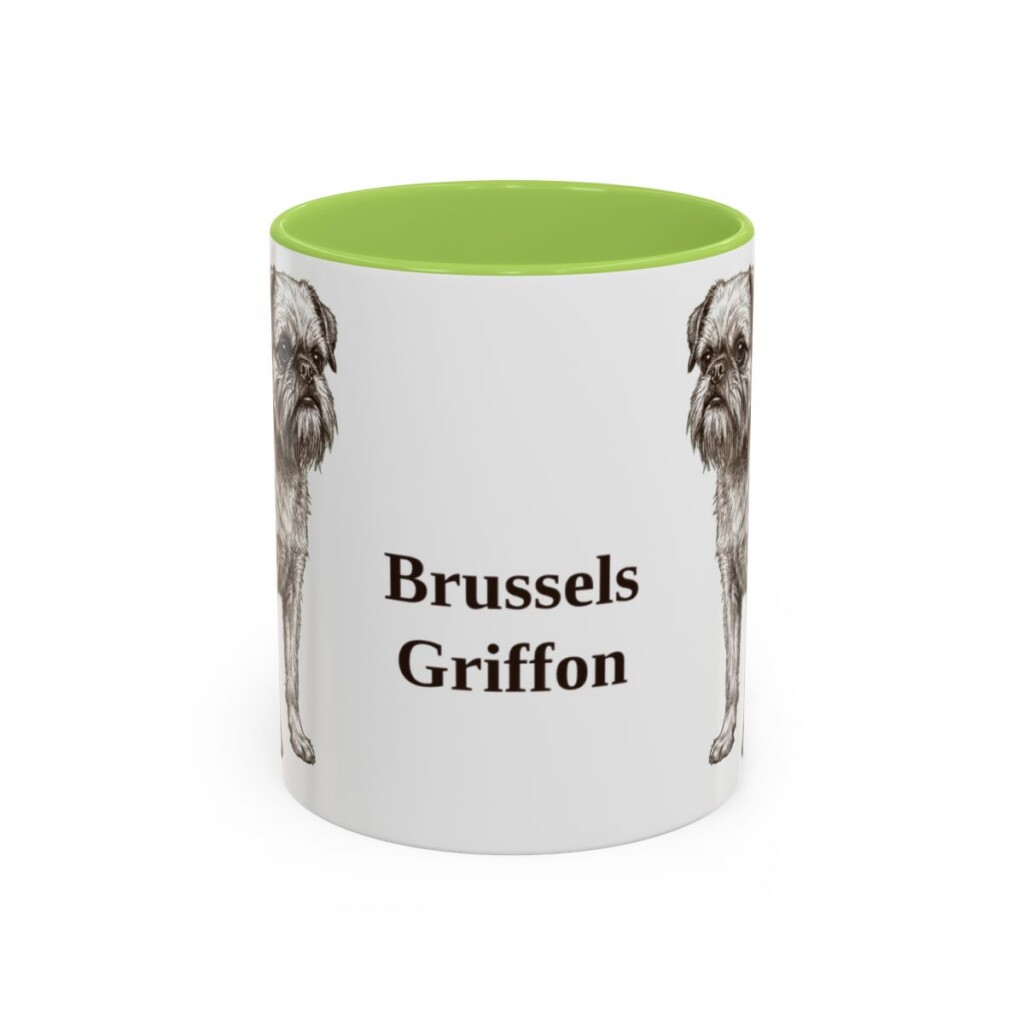 11oz Brussels Griffon Mug, Light Green, front view