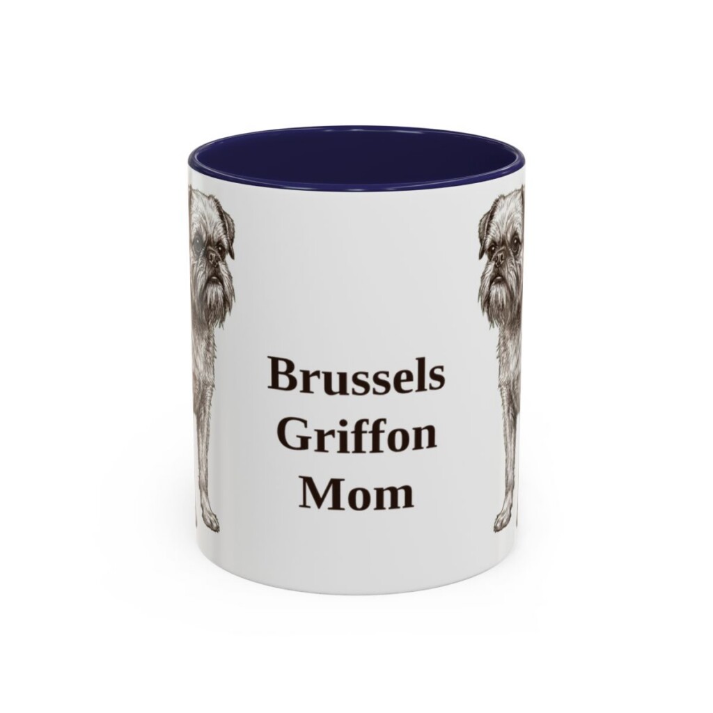 11oz Brussels Griffon Dog Mom Mug, Navy, front view