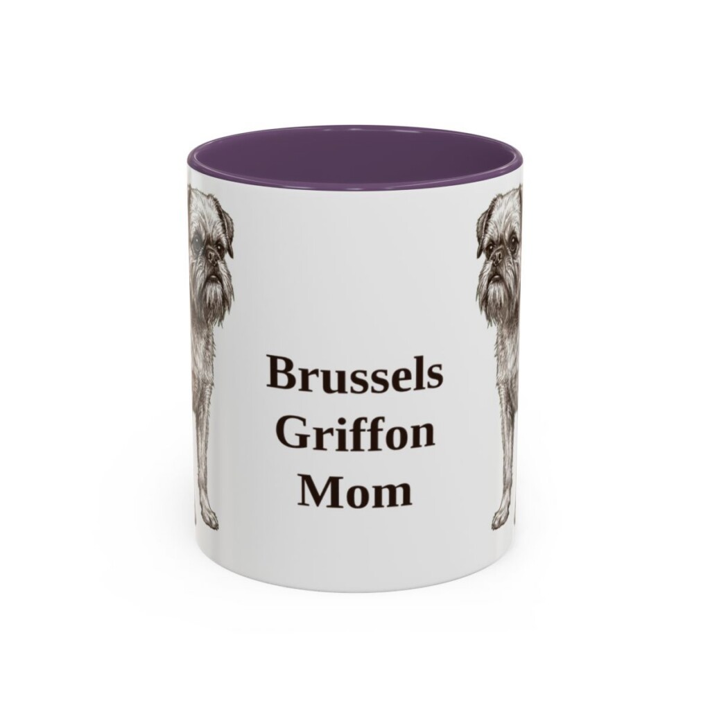 11oz Brussels Griffon Dog Mom Mug, Purple, front view