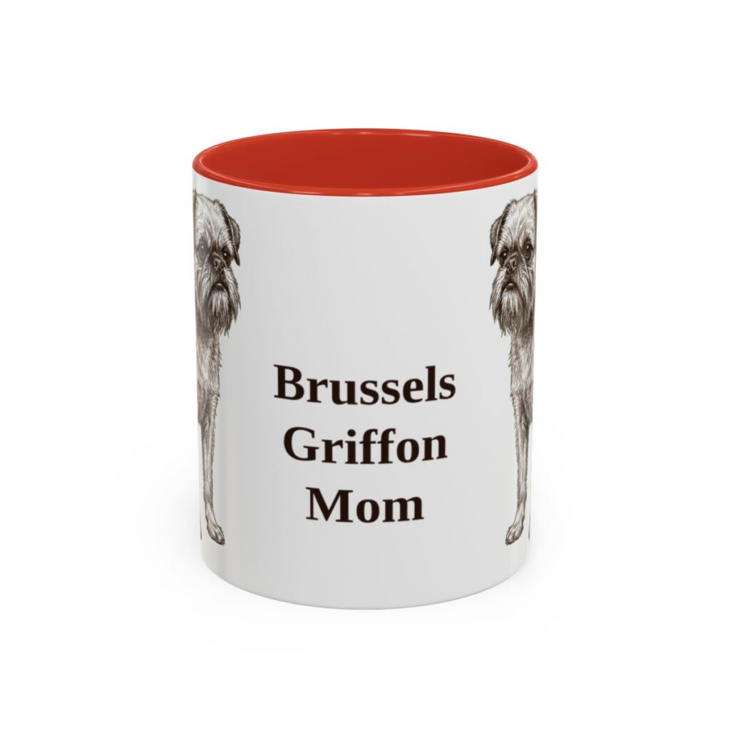 11oz Brussels Griffon Dog Mom Mug, Red, front view