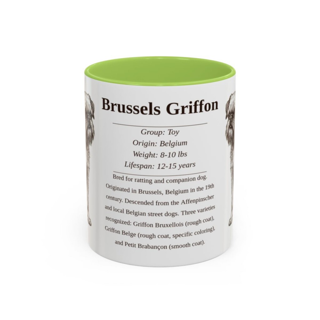 11oz Brussels Griffon Mug, Light Green, front view