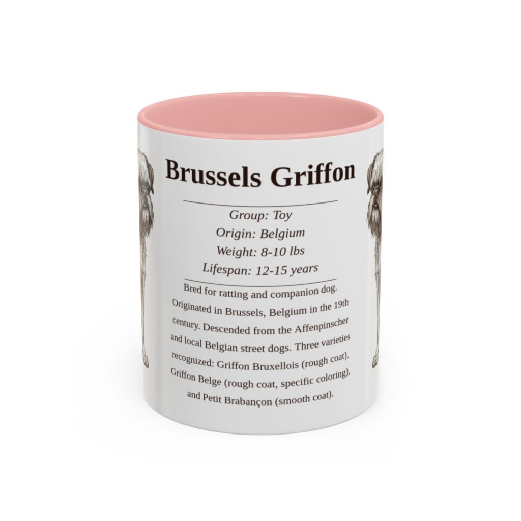 11oz Brussels Griffon Mug, Pink, front view