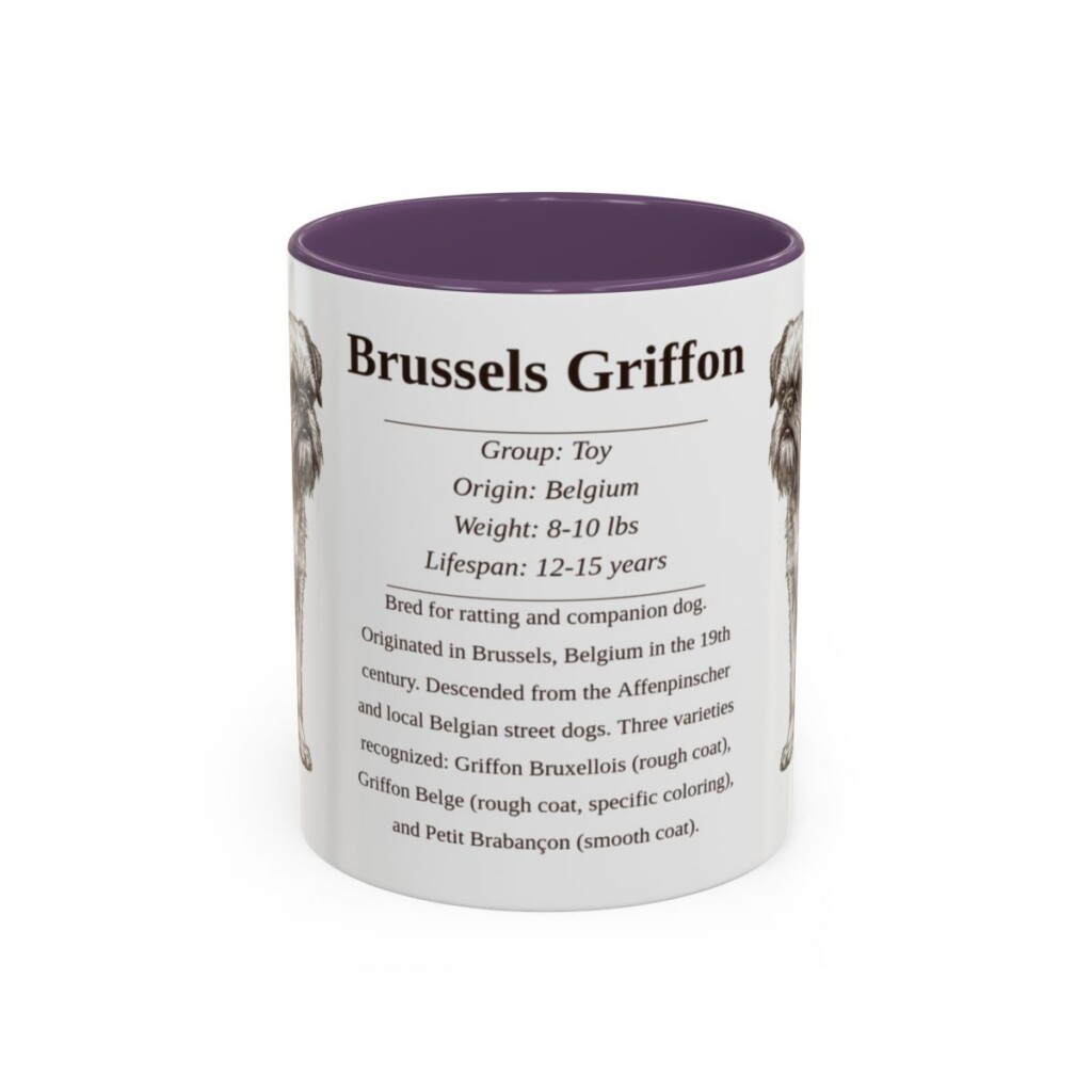 11oz Brussels Griffon Mug, Purple, front view