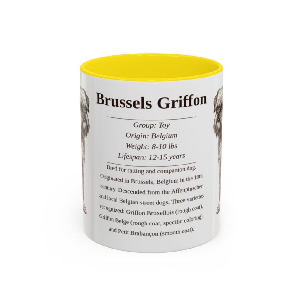 11oz Brussels Griffon Mug, Yellow, front view