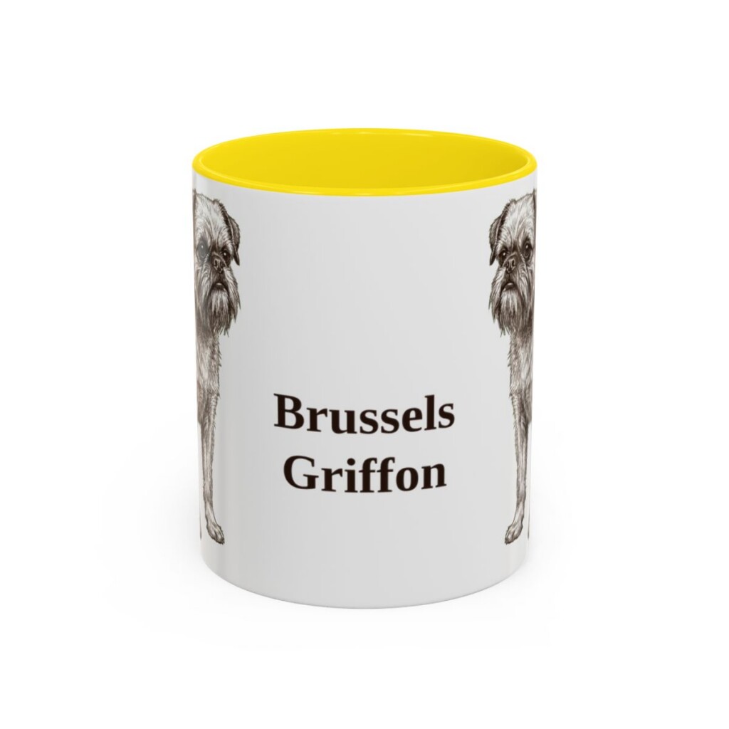11oz Brussels Griffon Mug, Yellow, front view