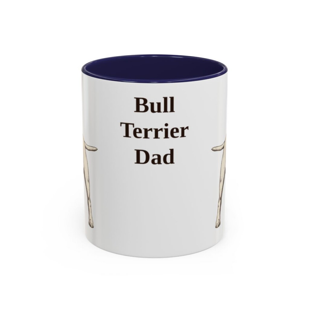 11oz-bull-terrier-mug-dad-navy 11oz Bull Terrier Dog Dad Mug, Navy, front view