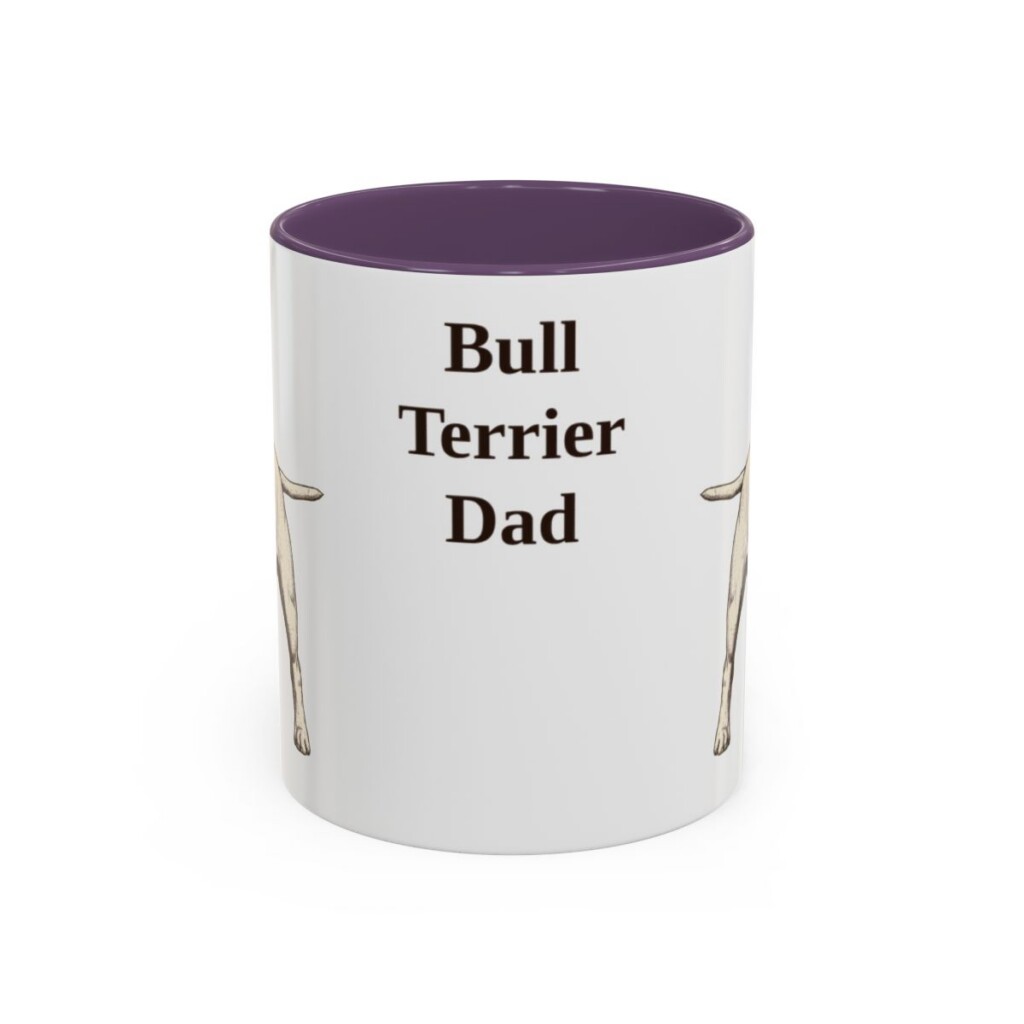 11oz-bull-terrier-mug-dad-purple 11oz Bull Terrier Dog Dad Mug, Purple, front view
