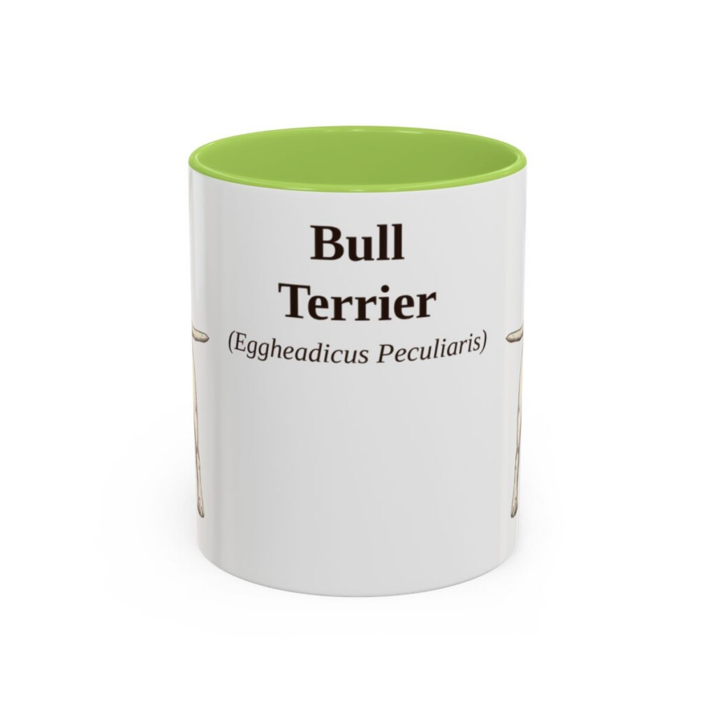 11oz Bull Terrier Latin Mug, Light Green, front view