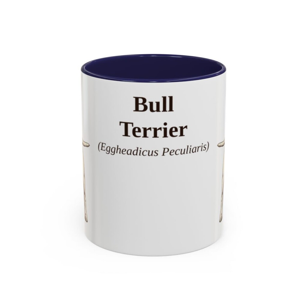 11oz Bull Terrier Latin Mug, Navy, front view