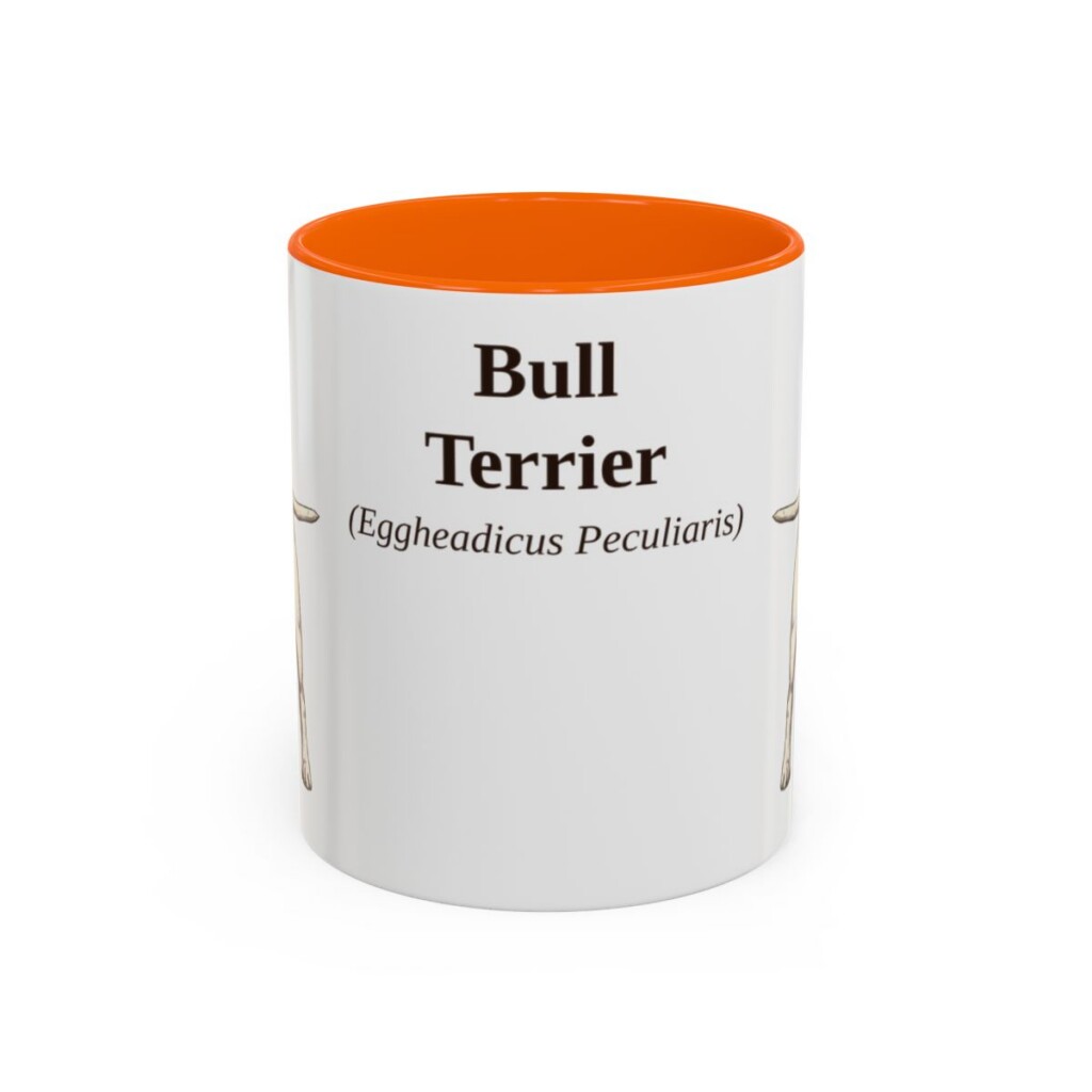 11oz Bull Terrier Latin Mug, Orange, front view