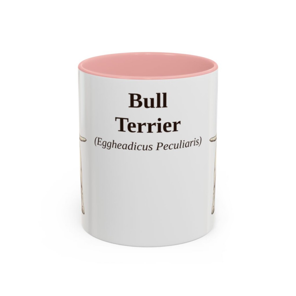 11oz Bull Terrier Latin Mug, Pink, front view