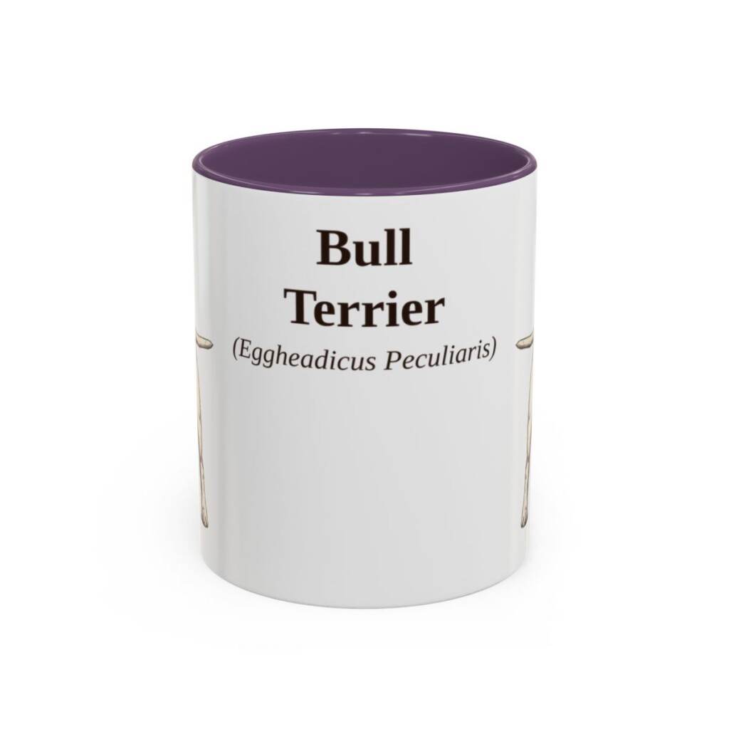 11oz Bull Terrier Latin Mug, Purple, front view