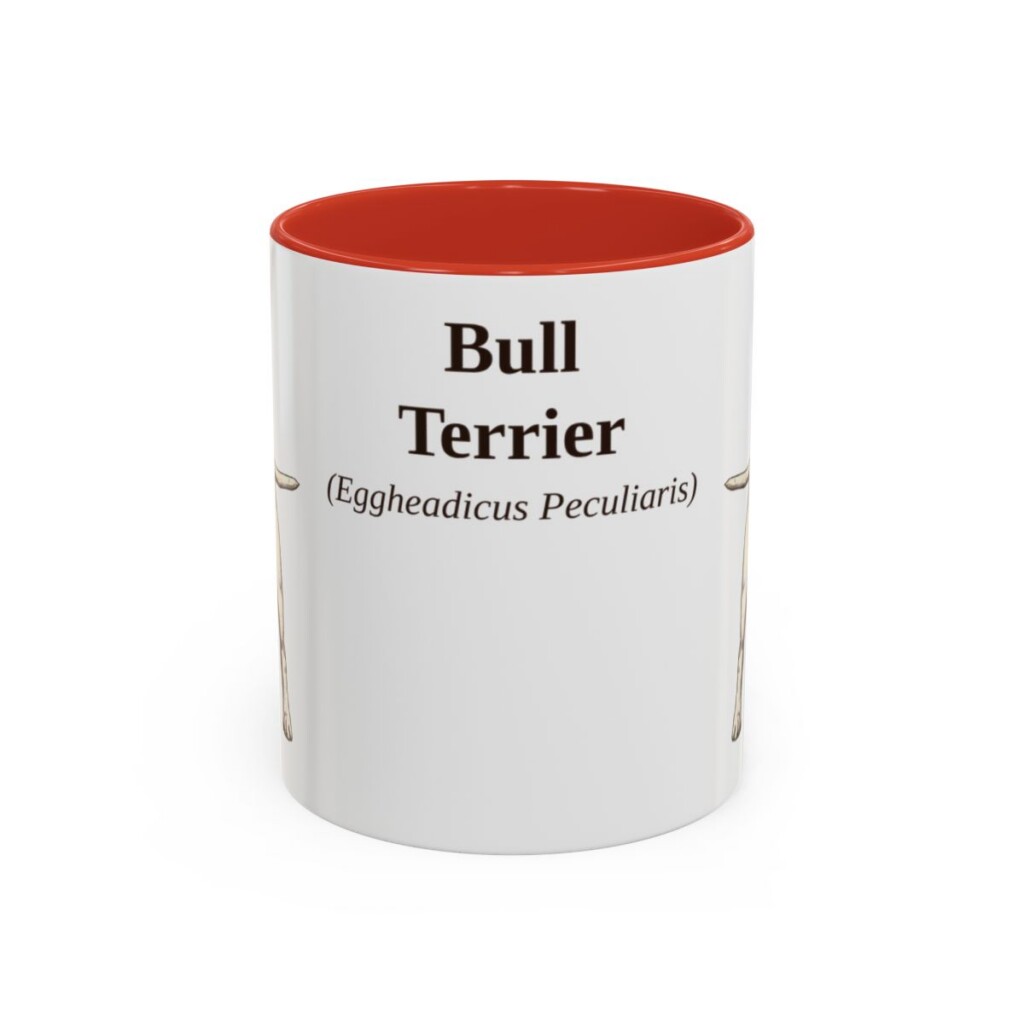 11oz Bull Terrier Latin Mug, Red, front view