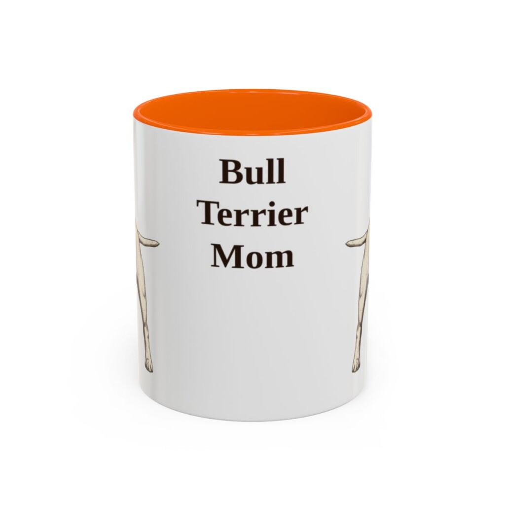 11oz Bull Terrier Dog Mom Mug, Orange, front view